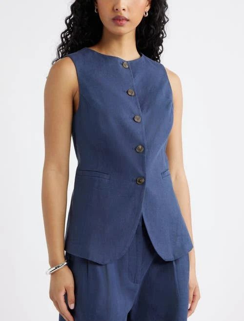 top Open Edit Linen Blend Vest Nordstrom $79.5