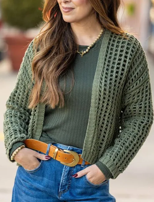 outerwear Open Weave Knit Cardigan Betsey's Boutique Shop $58