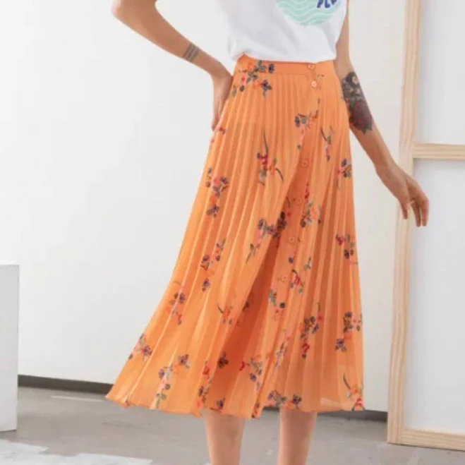 skirt & Other Stories Skirts | & Other Stories Pleated Midi Skirt - Orange - Us 6 | Color: Orange | Size: 6 | Lana_Herzig's Closet Poshmark $70