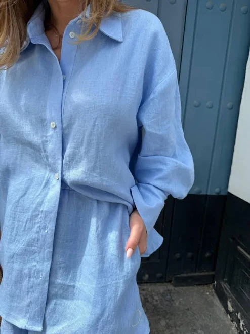 two piece set Oversized Linen Shirt & Wide Leg Shorts Etsy - Seller $109.69