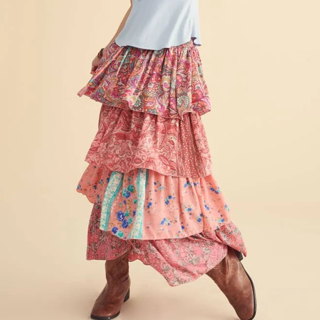 skirt Paisley Tiered Maxi Skirt Earthbound Trading Company $49.95