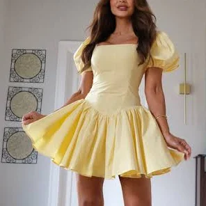 dress Patsy Puff Sleeve Babydoll Mini Dress LBD by Design $64