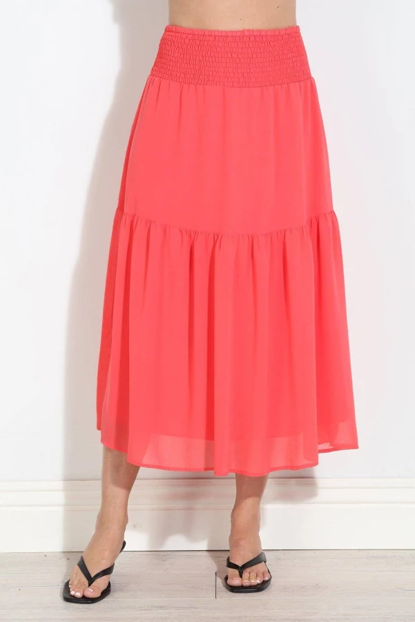 skirt Persimmon Chiffon Ruffle Midi Skirt Veronica M $78