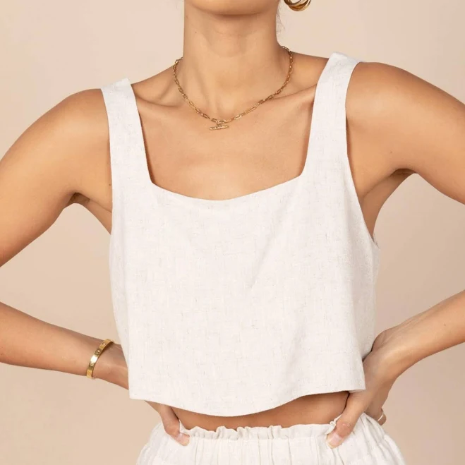top Petal & Pup Eleanor Cropped Linen Tank Macy's $39