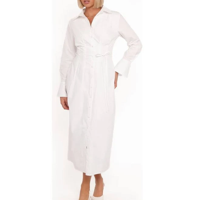 dress Petal & Pup Women's Alexander Long Sleeve Cotton Midi Shirtdress Nordstrom $99