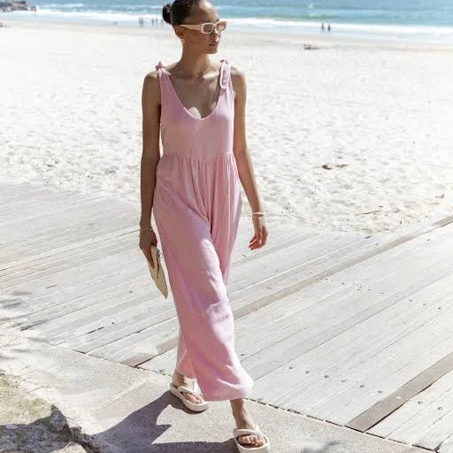 romper Petal & Pup Women's Ayla Tie Shoulder Linen Jumpsuit Petal & Pup USA $79