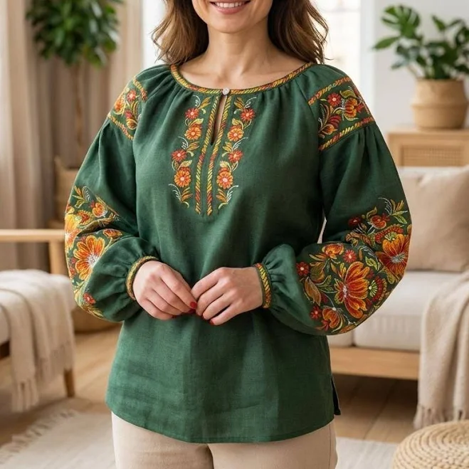 blouses Petrykivka Floral Embroidery Linen Blouse Etsy - Seller $147.72