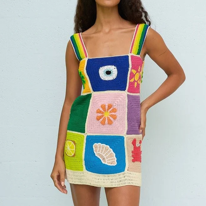 crochet dress Pitusa Crochet Patchwork Mini Dress Pitusa $198