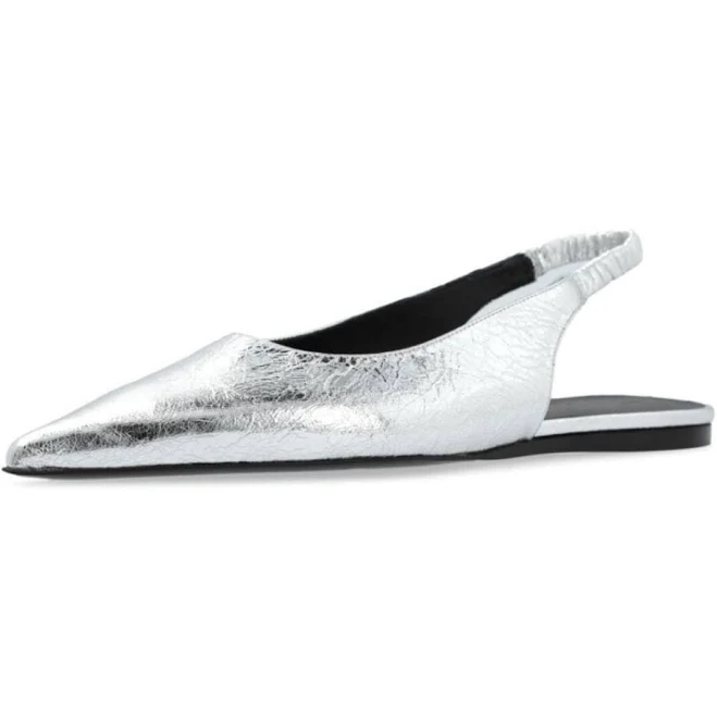 shoes Pointed-Toe Crinkle Ballet Flats with Slingbacks Fuchsia Boots $91.99