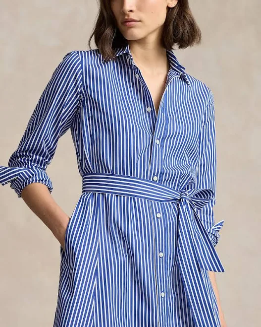 dress Polo Ralph Lauren Women's Belted Striped Cotton Shirtdress Quattro Tizi $124