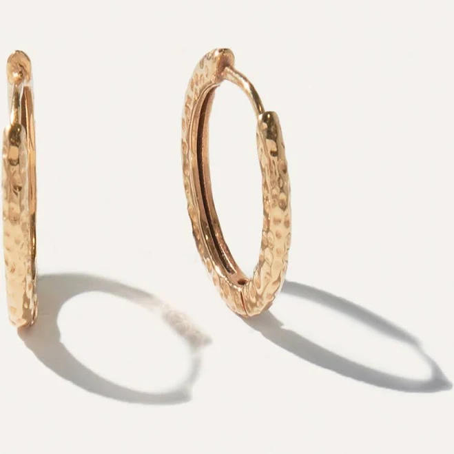 accessory Quince Hammered Nina Medium Hoop Earrings in Gold Vermeil Quince $68