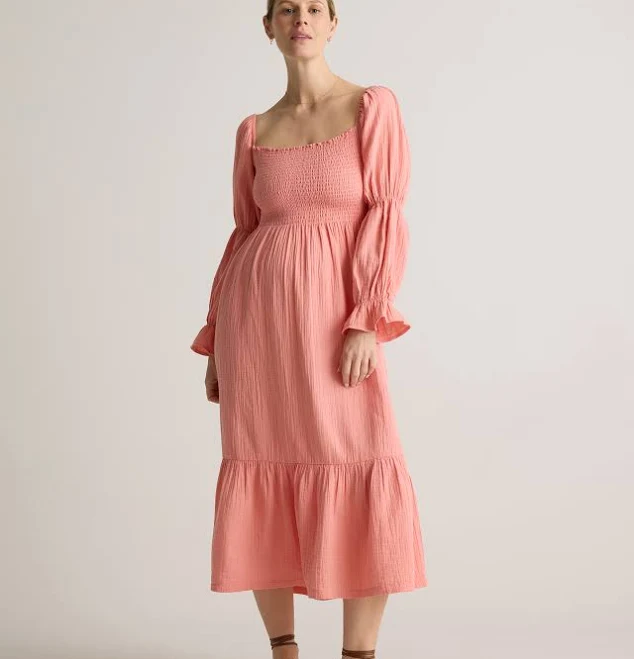 dress Quince Women's Organic Cotton Gauze Maternity Smocked Midi Dress Quince $59.9