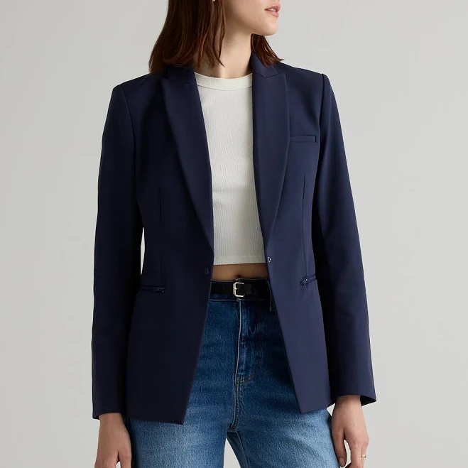 blazer Quince Women's Scuba Single-Breasted Convertible Nylon Blazer Quince $100