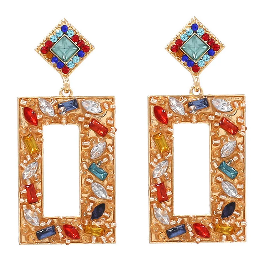 accessory Radiant Geometric Rhinestone Beaded Earrings Chicwish $7.9
