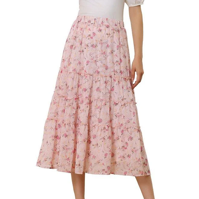 skirt Ruffle Boho Chiffon Floral Printed Long Tiered Midi Skirt Kohl's $39.99