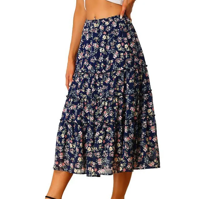 skirt Ruffle Boho Floral Chiffon Tiered Midi Skirt Kohl's $39.99