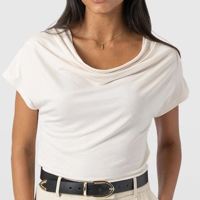 top Saint + Sofia Women's Cowl Neck Viscose Tee Saint+Sofia $49