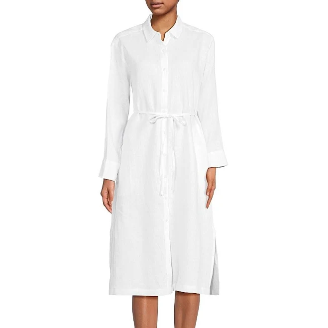 dress Saks Fifth Avenue Women's Linen Long-Sleeve Midi Shirtdress Saks OFF 5TH $49.97