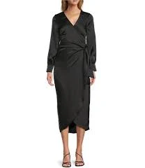 dress Sam Edelman Long Sleeve Satin Wrap Midi Dress Dillard's $39.99