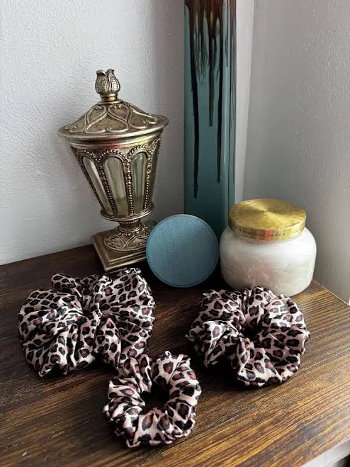 accessory Satin Scrunchie Leopard Print Hair Tie Etsy - Seller $2