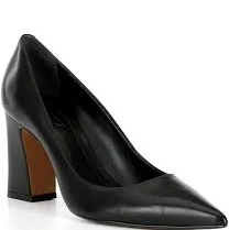 shoes Schutz Eleanor Leather Block Heel Pointed Toe Dress Pumps Dillard's $148