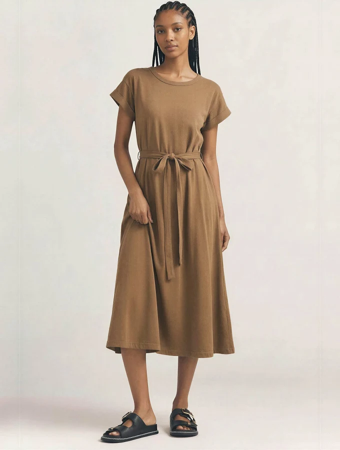 dress Short Sleeve Tie Waist T-Shirt Midi Dress New York & Company $54.99