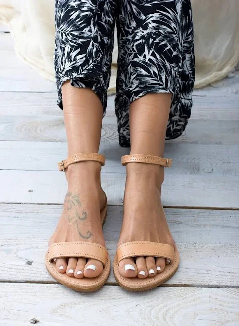 shoes Sleek Fit Leather Ankle Strap Sandals Etsy - GreekLeatherLab $57.72