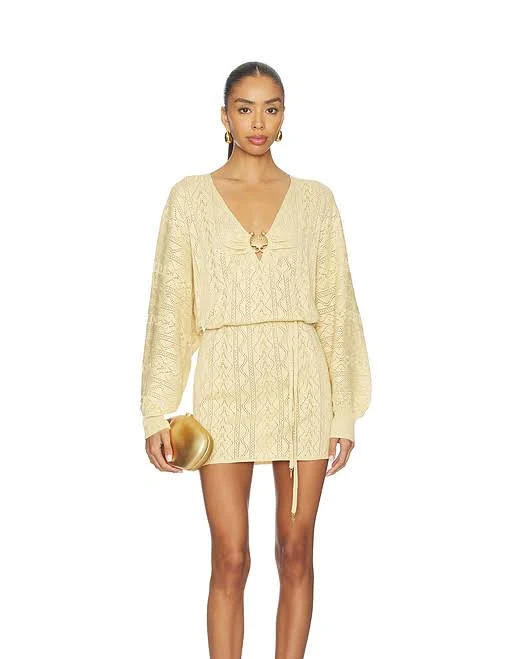 crochet dress SPELL The Moss Knit Mini Dress REVOLVE $250