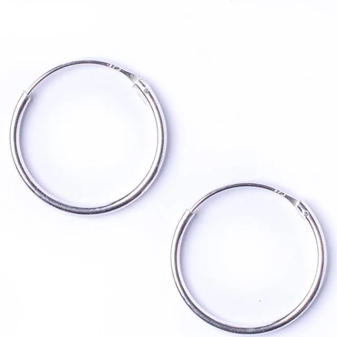accessory Sterling Silver 1.2mm Medium Thin Hoops Sleeper Hoop Earrings 81stgeneration $12.81