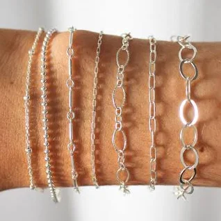 accessory Sterling Silver Minimalist Cable Beaded Paperclip Bracelet Etsy - CreationMegane $18.6