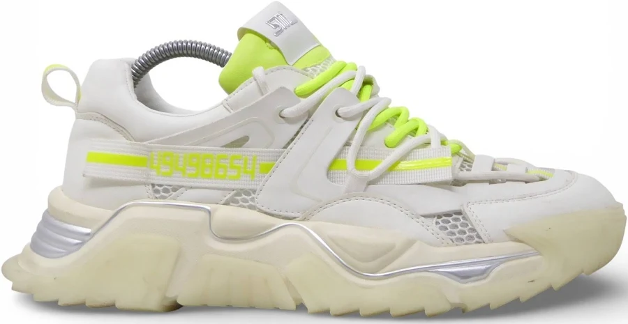shoes Steve Madden Power White Neon Yellow Chunky Platform Sneakers Womens eBay - thessquad $39.95