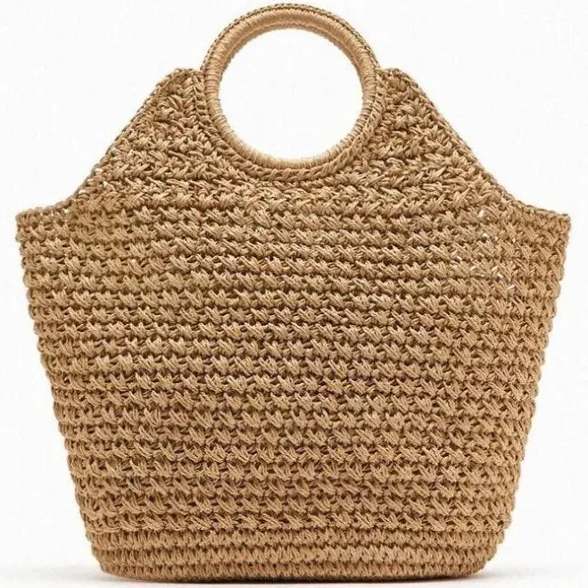 bag Straw and Raffia Round Handle Bag Brownstick.com $52.49
