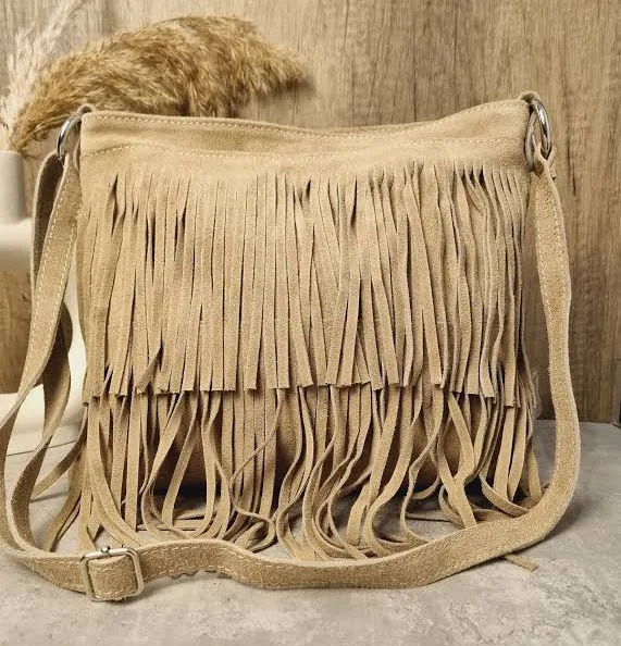 bag Suede Leather Fringe Crossbody Bag Etsy - Seller $47