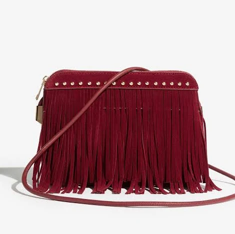 bag Suedette Fringe Studded Cross-Body Bag Next USA $54