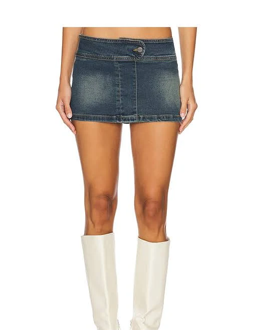 mini skirt superdown Liberty Micro Mini Skirt in Denim-Dark - size M REVOLVE $57