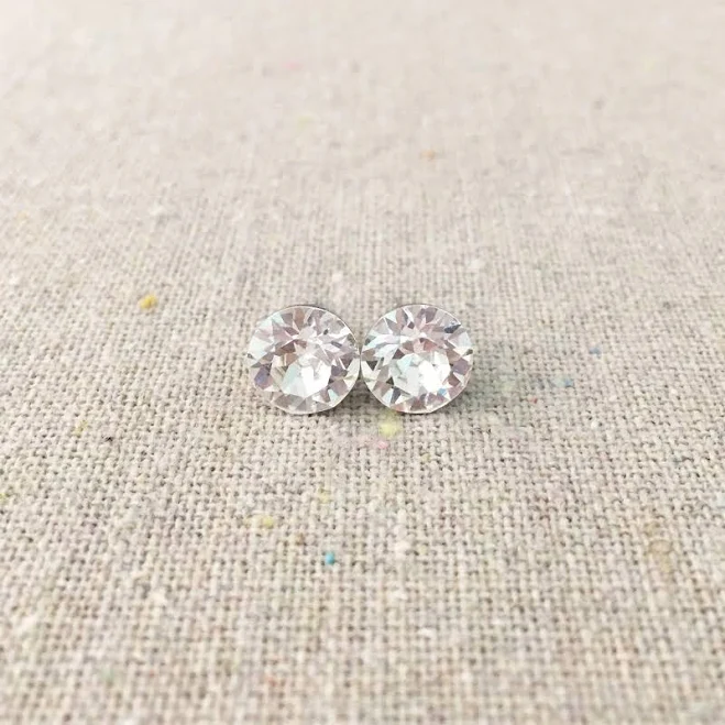 accessory Swarovski Crystal Stud Earrings | 6 & 8mm Crystal Xirius Chatons | Hypoallergenic Surgical Steel Invisible Style Studs | E0088 / E0228 Etsy - HeatherlyDesigns $16