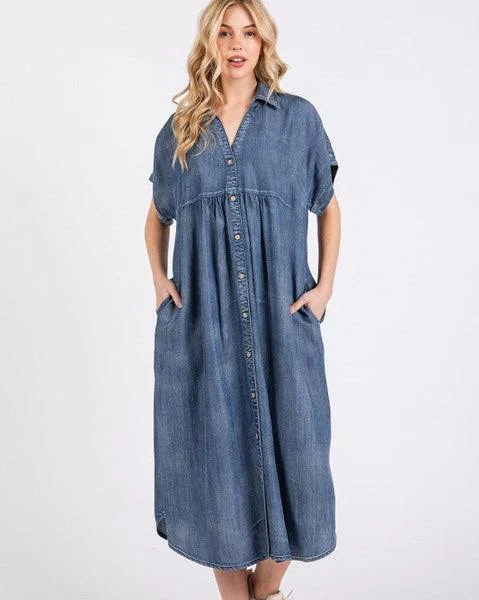 dress Tencel Midi Shirt Dress Salty Lime Boutique $64.99