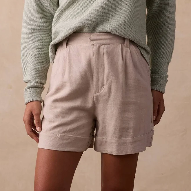 bottoms The Normal Brand Women's High Waist Linen-Blend Tailored Shorts The Normal Brand $49