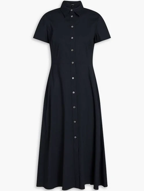 dress Theory Linen-blend midi shirt dress - Women - Charcoal Dresses - US 0 THE OUTNET $223
