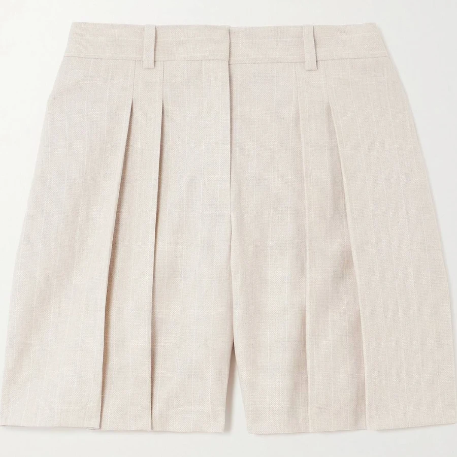 bottom Theory Pleated Linen-blend Canvas Shorts - Women - Sand Shorts - XS NET-A-PORTER $90