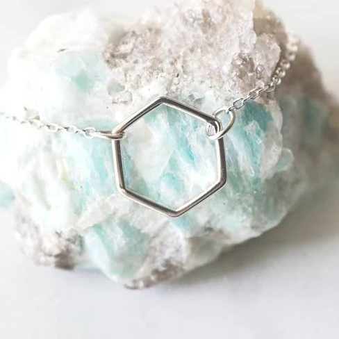 accessory Tiny Silver Hexagon Pendant Necklace Etsy - Rudiana $13.5