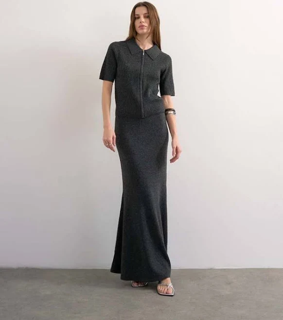 skirt Topshop knit ribbed skirt in charcoal - part of a set-Gray ASOS $55