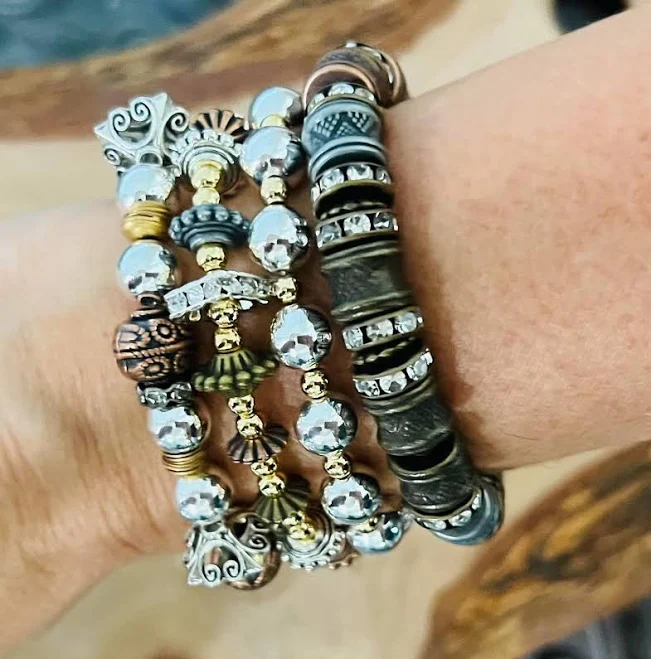 accessory Tri-Toned Mixed Metal Bracelet Stack Etsy - Seller $57.79