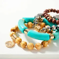 accessory Turquoise & Brown - 4 Pc Bracelet Set Natalie Jane Design $16