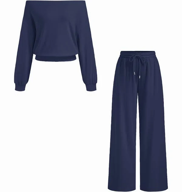oversized outfit Two Way Asymmetrical Neck Oversized Cotton-Blend Trousers Set Cider $44.9