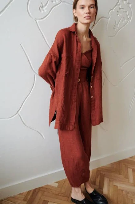 two piece set Vika Oversized Waffle Linen Shirt Etsy - Linenfox $123.4