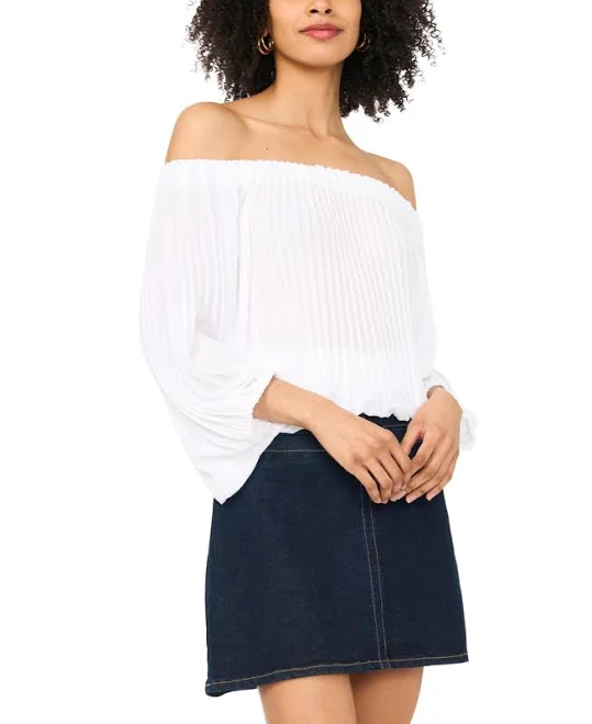 top Vince Camuto Women's Off-The-Shoulder Pleated Blouse Macy's $55.44