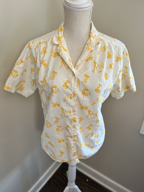 t-shirt Vintage 90s Abstract Graphic Print Shirt | 100% Cotton Mustard Yellow Medium eBay $21.21