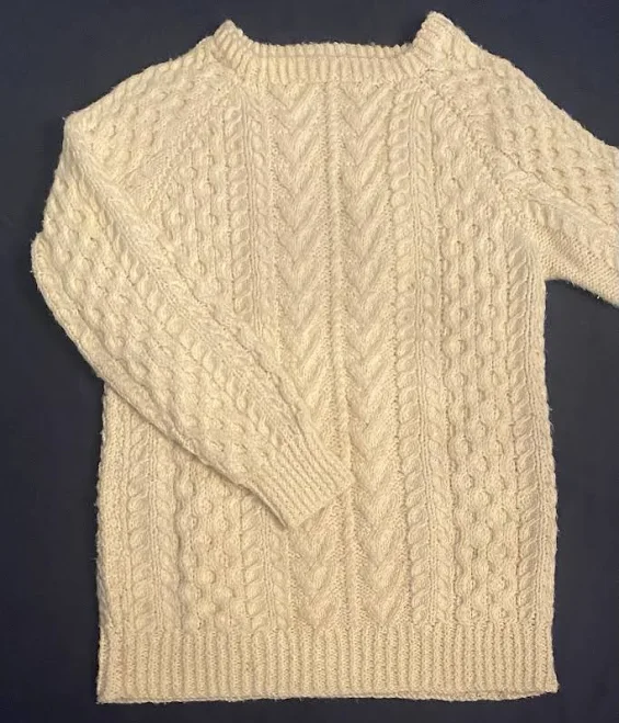 sweater Vintage Wool Cable Knit Cream Chunky Fisherman Crewneck Sweater Womens eBay - mjmj3g1b $24.99