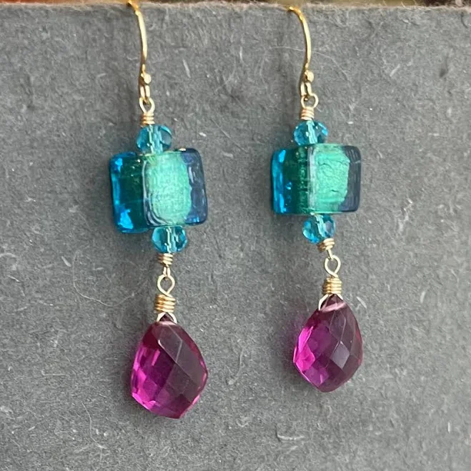 accessory Vivid Murano Glass Dangle Earrings Sueanne Shirzay Jewelry $62
